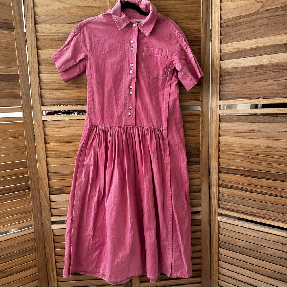 Caron Callahan Trista Short Sleeves Collared Midi Dress in pink size XS